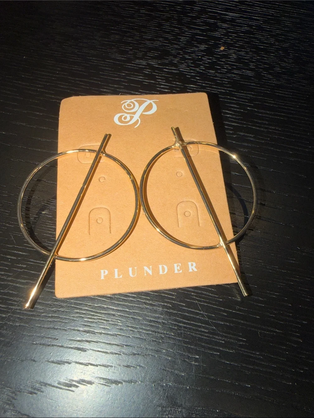 Plunder Gold Circle Hoop Earrings with Bar Accent